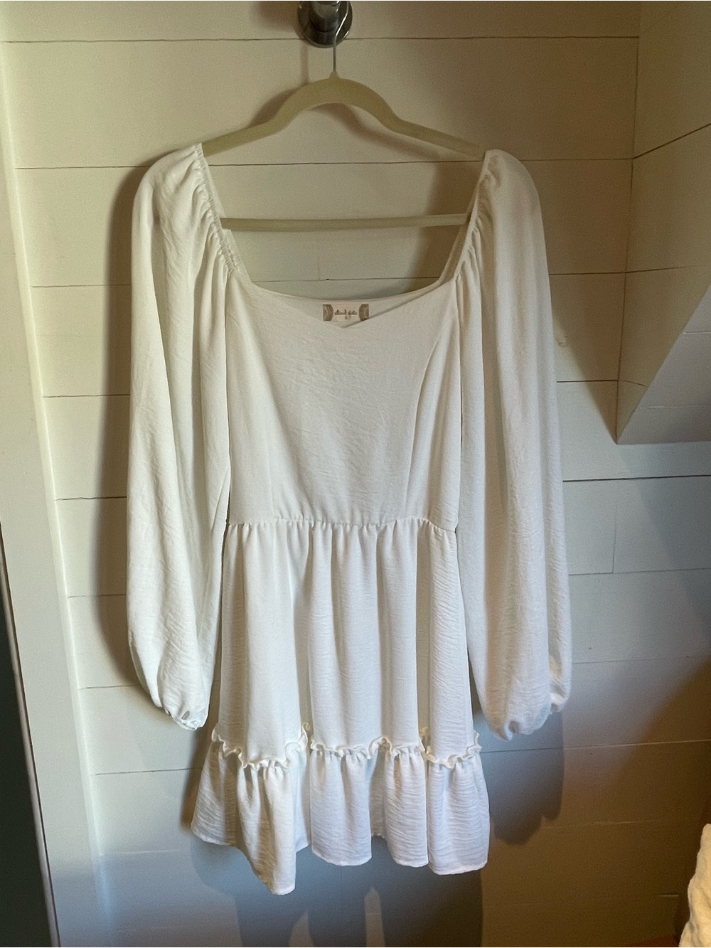 Altar'd State White Long-Sleeve Ruffled Peasant Dress